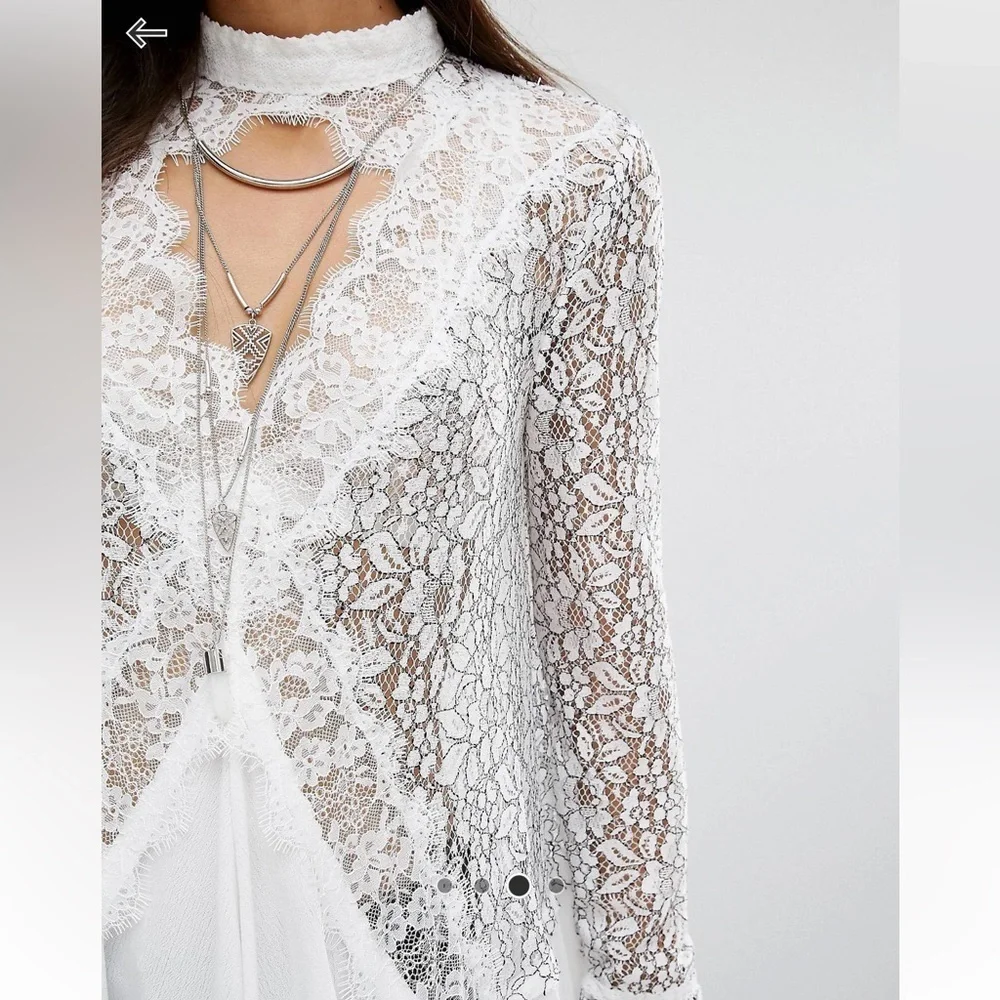 Free People Tell Tale Cutout lace tunic ivory top